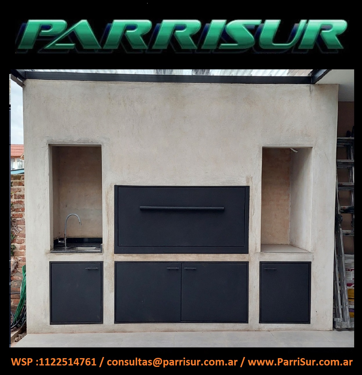 Cerramiento bajo parrilla - obra ParriSur